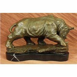 African White Rhino Bronze Sculpture on marble base Figurine