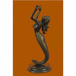 Mermaid Bronze Statue on marble base sculpture