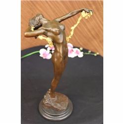 Wine Nude Women Bronze Sculpture With A Marble Base Figurine