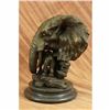 Image 2 : Elephant Head Bust with Baby Bronze Sculpture on marble base Statue