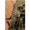 Image 5 : Elephant Head Bust with Baby Bronze Sculpture on marble base Statue