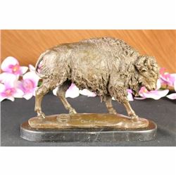 American Buffalo Bison Western Decor Bronze Marble Statue Sculpture