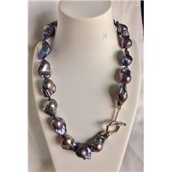 19 inches large fresh water baroque pearl necklace