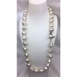 24 inches large fresh water baroque pearl necklace