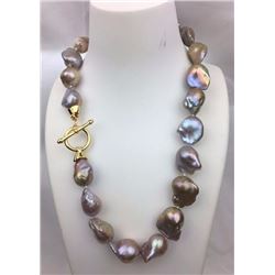 19 inches large fresh water baroque pearl necklace