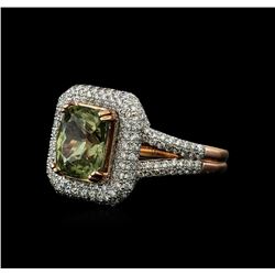 4.52 ctw Green Sapphire and Diamond Ring - 14KT Rose Gold