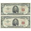 Image 1 : 1963 $5 Fine Red Seal Bill Lot of 2