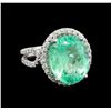Image 1 : GIA Cert 8.54 ctw Emerald and Diamond Ring - 14KT White Gold