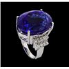 Image 4 : GIA Cert 43.95 ctw Tanzanite and Diamond Ring - 14KT White Gold
