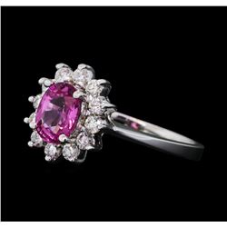 1.00 ctw Pink Sapphire and Diamond Ring - 14KT White Gold