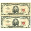 Image 1 : 1963 $5 VG/XF Red Seal Note Lot of 2