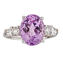 4.88 ctw Kunzite and Diamond Ring - 14KT White Gold