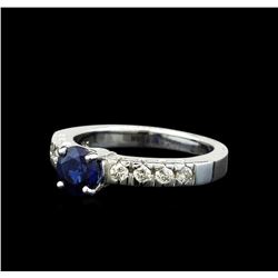 1.03 ctw Blue Sapphire and Diamond Ring - 18KT White Gold