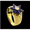 Image 4 : 2.93 ctw Sapphire and Diamond Ring - 18KT Yellow Gold
