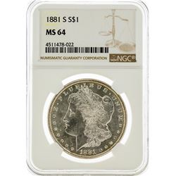 1881-S NGC MS64 Morgan Silver Dollar