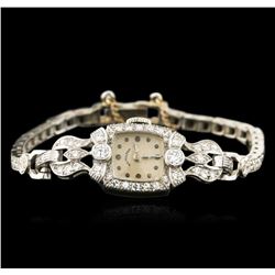 Hamilton 14KT White Gold 1.00 ctw Diamond Ladies Vintage Watch