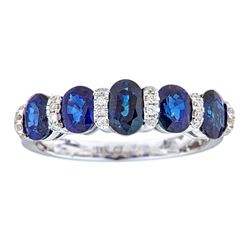 2.69 ctw Sapphire and Diamond Ring - 18KT White Gold