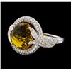 Image 1 : 8.40 ctw Yellow Topaz and Diamond Ring - 14KT White Gold