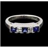 Image 2 : 0.52 ctw Sapphire and Diamond Ring - Platinum