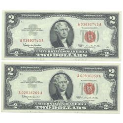 1963 $2 Uncirculated Red Seal Bill Lot of 2