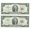 Image 1 : 1963 $2 Uncirculated Red Seal Bill Lot of 2