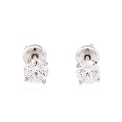 1.00 ctw Diamond Stud Earrings - 14KT White Gold