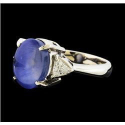 8.18 ctw Star Sapphire and Diamond Ring - Platinum