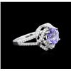 Image 1 : 1.63 ctw Tanzanite and Diamond Ring - 18KT White Gold