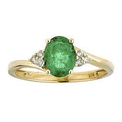 1.16 ctw Emerald and Diamond Ring - 14KT Yellow Gold