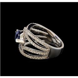 2.33 ctw Sapphire and Diamond Ring - 18KT White Gold