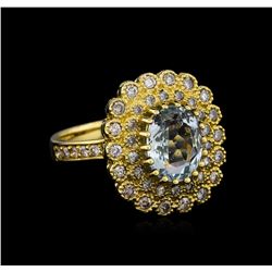 14KT Yellow Gold 2.27 ctw Aquamarine and Diamond Ring