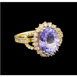 14KT Yellow Gold 4.45 ctw Tanzanite and Diamond Ring