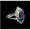 Image 1 : 4.50 ctw Tanzanite and Diamond Ring - 14KT White Gold