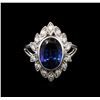 Image 2 : 4.50 ctw Tanzanite and Diamond Ring - 14KT White Gold