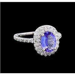 1.78 ctw Tanzanite and Diamond Ring - 14KT White Gold