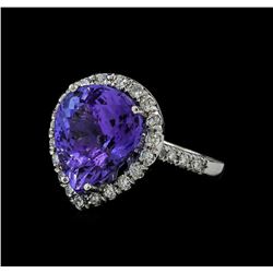 7.65 ctw Tanzanite and Diamond Ring - 14KT White Gold