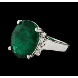 7.35 ctw Emerald and Diamond Ring - 14KT White Gold