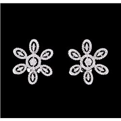 0.99 ctw Diamond Flower Burst Earrings - 18KT White Gold