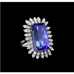 GIA Cert 26.10 ctw Tanzanite and Diamond Ring - 14KT White Gold