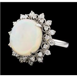 8.00 ctw Opal and Diamond Ring - 14KT White Gold