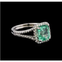 2.33 ctw Emerald and Diamond Ring - 14KT White Gold