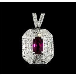 2.10 ctw Rubellite and Diamond Pendant - 18KT White Gold