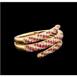 0.37 ctw Ruby and Diamond Ring - 18KT Rose Gold