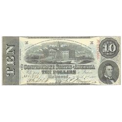 1863 $10 The Confederate States of America Note T-59 CC