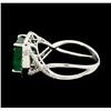 Image 3 : 3.67 ctw Emerald and Diamond Ring - 18KT White Gold