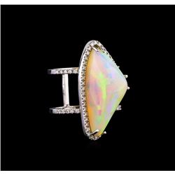 16.15 ctw Opal and Diamond Ring - 14KT White Gold