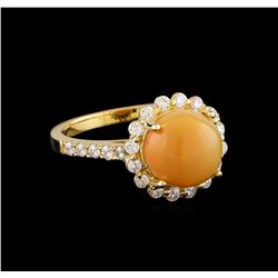 1.95 ctw Opal and Diamond Ring - 14KT Yellow Gold