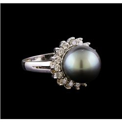 Pearl and Diamond Ring - 14KT White Gold