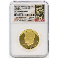 2014-W PF70 Ultra Cameo High Relief 50th Anniversary Kennedy Half Dollar