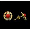 Image 2 : 14KT Yellow Gold Coral Earrings